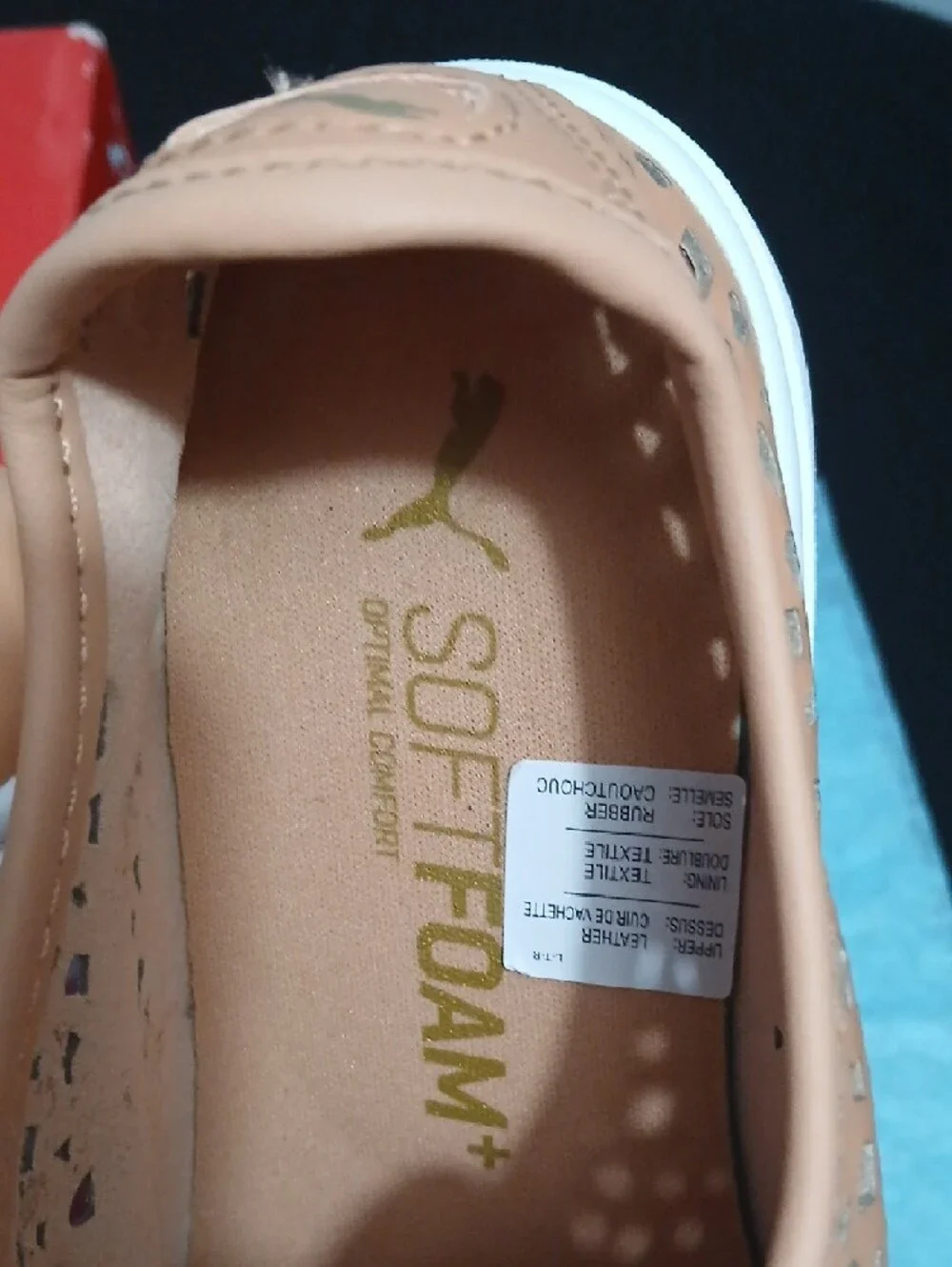 Puma Tan Laser-Cut Platform Sneakers with White Sole - US Size 6.5 Womens NIB - Picture 6 of 8